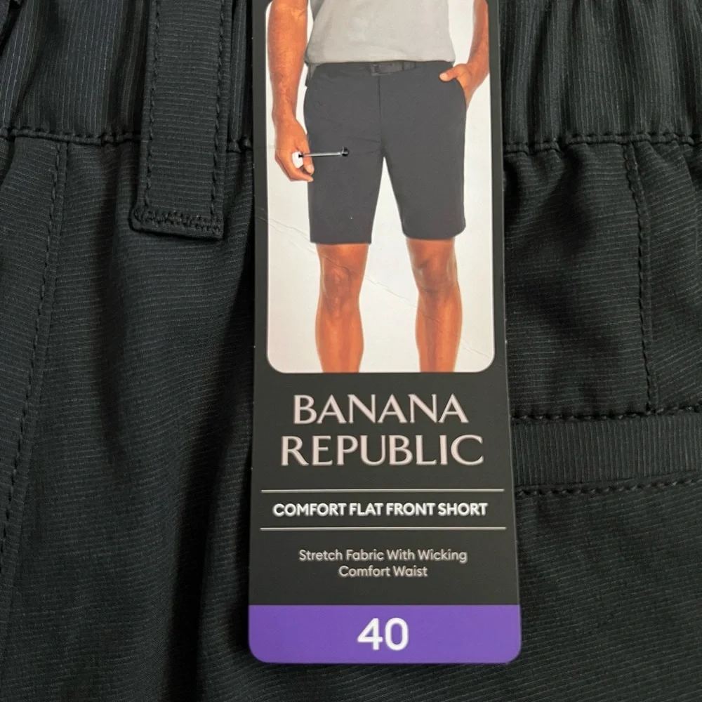 Banana‎ Republic Men’s Black Stretch Flat Front Shorts Sz. 40 NWT
